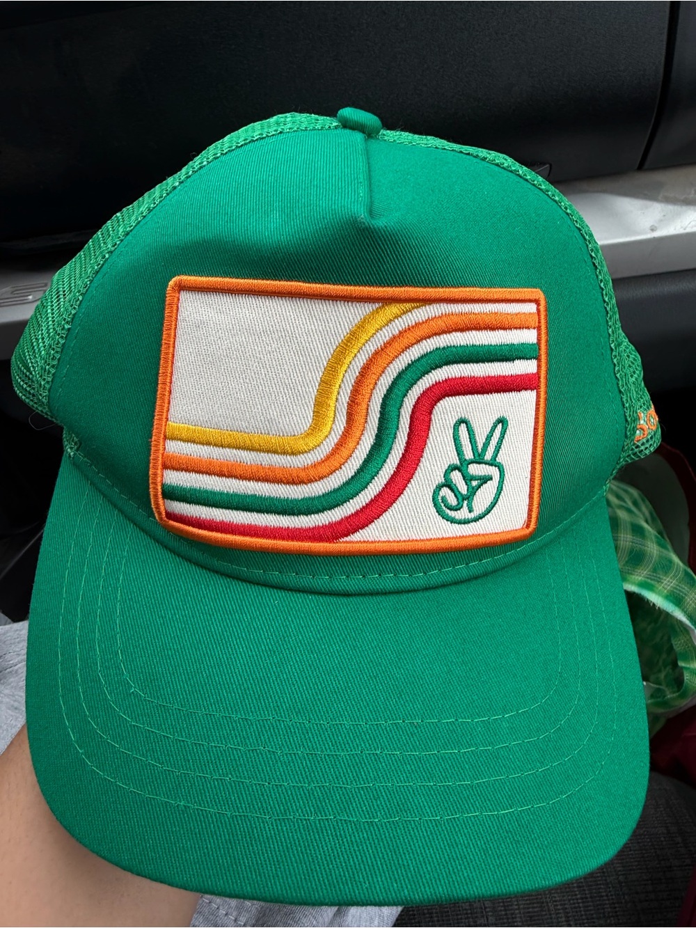 Soulbyrd Green Trucker Hat with Retro Stripe Patch